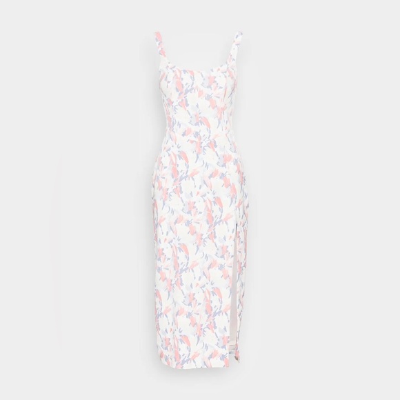 Abercrombie & Fitch Pink and Cream Printed Halter Midi Dress with Slit Size S - Picture 14 of 14